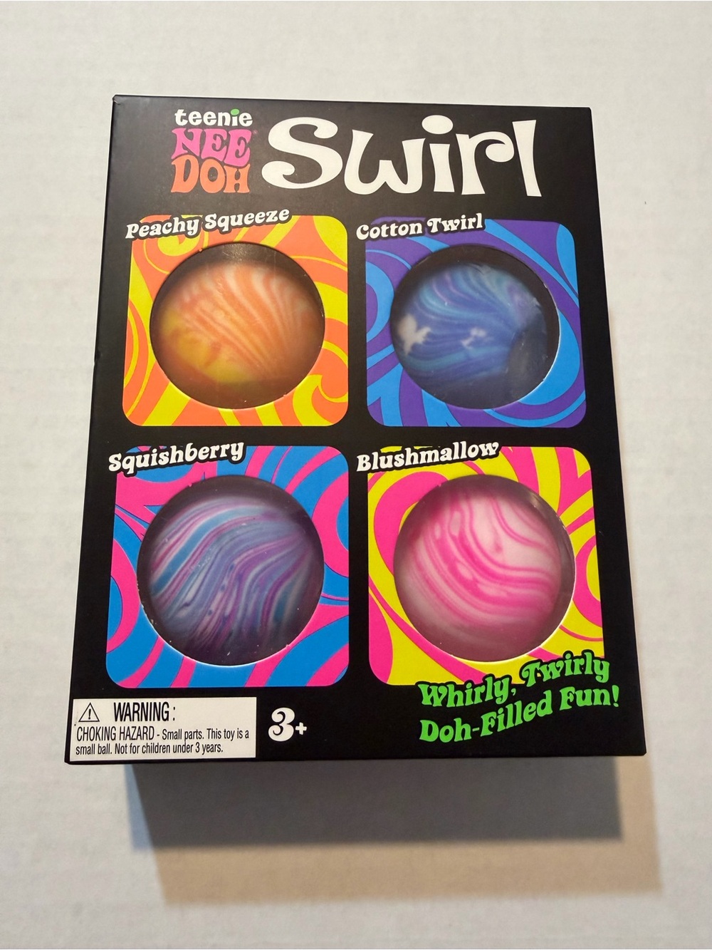 Nee Doh Swirl 4 pack Peachy Squeeze, Cotton Twirl, Squishberry, Blushmallow